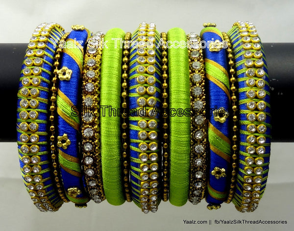 Silk thread bangles hotsell blue and green