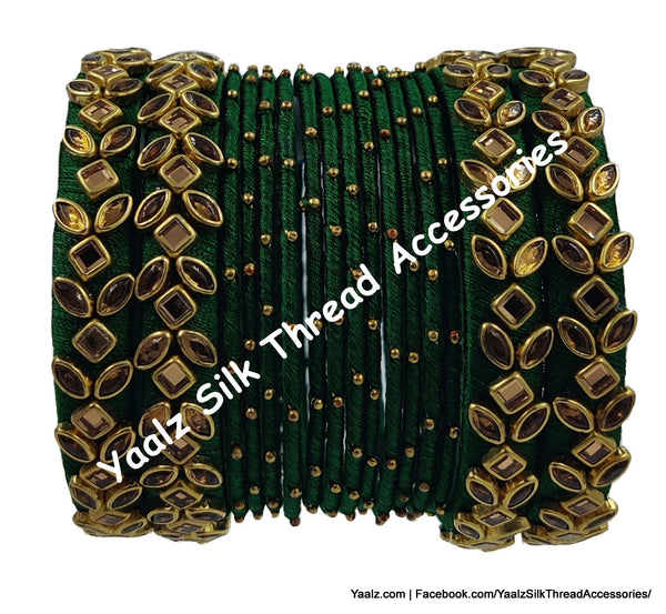 Green color silk thread bangles on sale