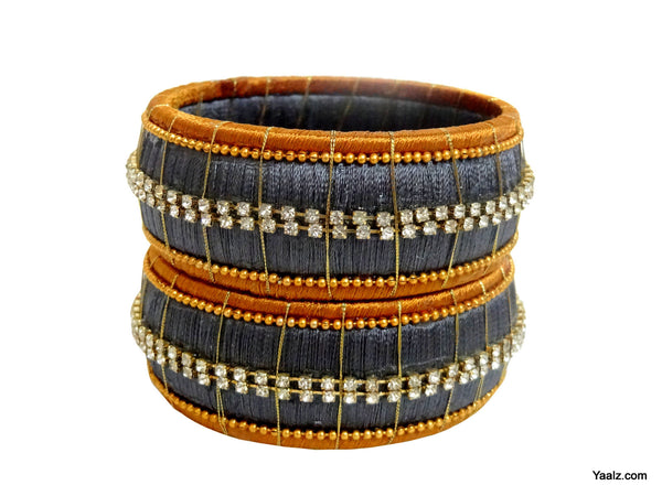 Grey color silk thread bangles discount