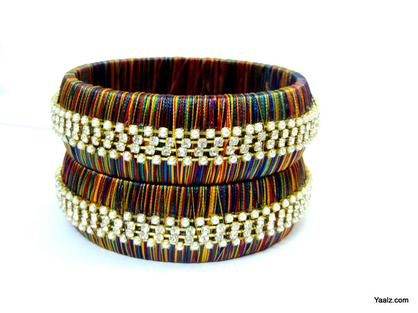 Multi color thread bangles discount