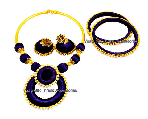 silk thread BANGLE EARRING & NECKSET
