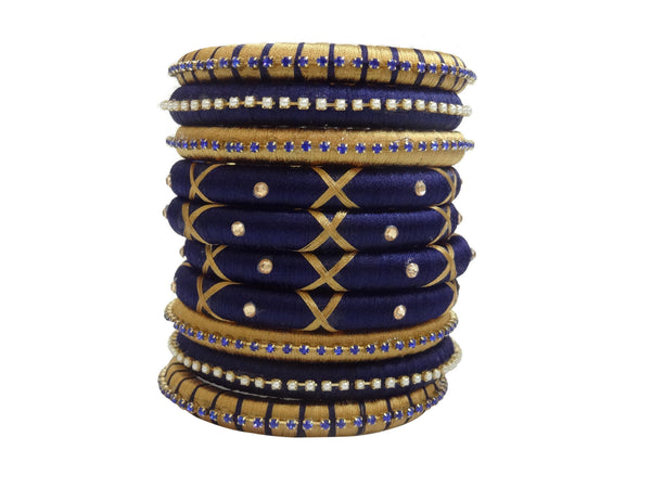 Yaalz Silk Thread 10pcs Polo Bangle Set of 10pcs for festival / Casual / Office Wears