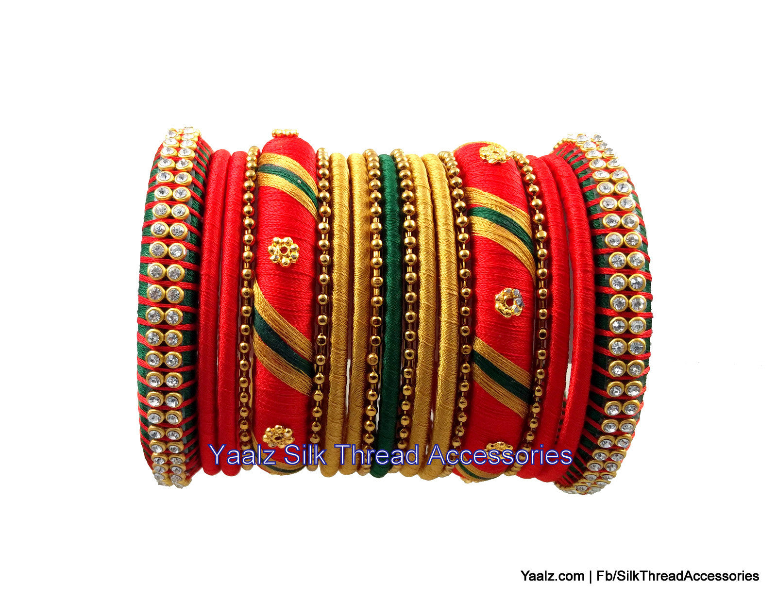 Red and green silk on sale thread bangles