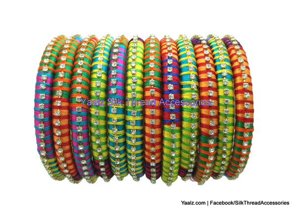 silk thread Bangle Earring Jumka-Yaalz Multi Color Bangle Set In Six Colors-YAALZ