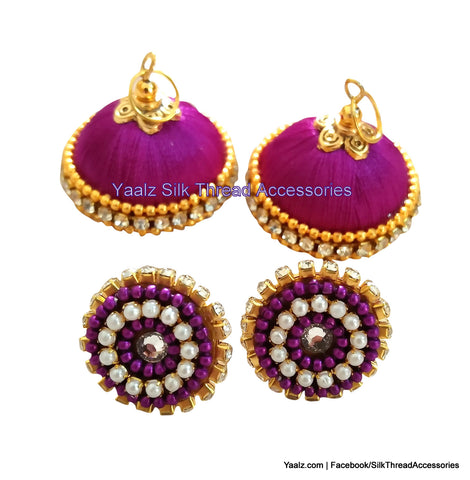 silk thread jewelry Bangle Earring Jumka-Yaalz Simple Jumka in Purplish Pink Color-YAALZ