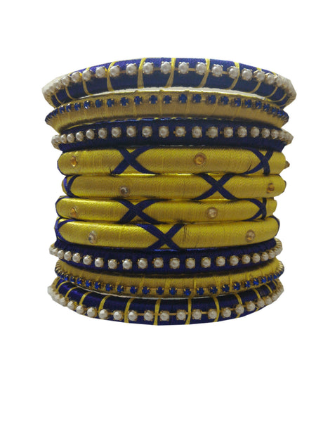 Yaalz Silk Thread 10pcs Polo Bangle Set of 10pcs for festival / Casual / Office Wears