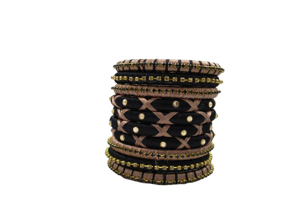 Yaalz Silk Thread 10pcs Polo Bangle Set of 10pcs for festival / Casual / Office Wears