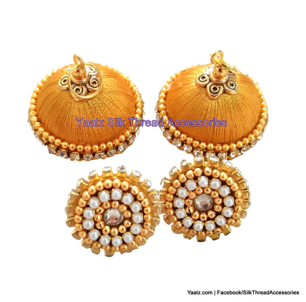 silk thread jewelry Bangle Earring Jumka-Yaalz Simple Jumka in Gold Color-YAALZ