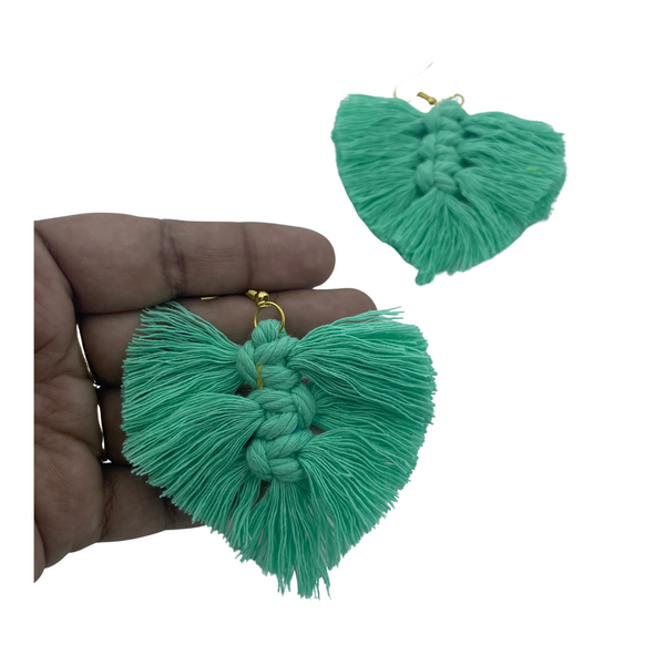 YAALZ Macrame Elegant Weightless Thread Earrings In Leaf Pattern for Kids / Adults For Ethnic / Casual Wears
