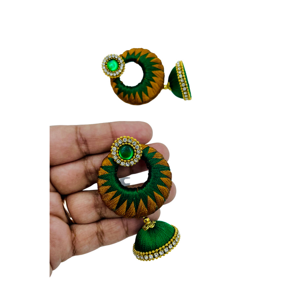 YAALZ Silkthread ZigZag ChandBali Jhumka Earrings in Multiple Colors For Festival Wears