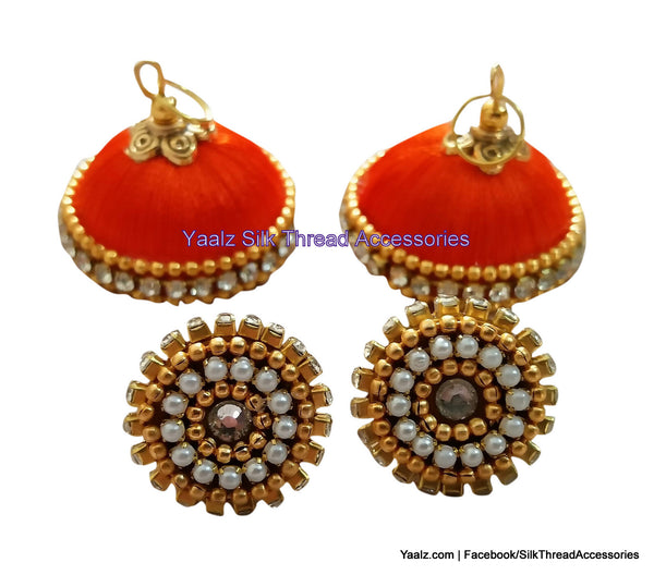 silk thread jewelry Bangle Earring Jumka-Yaalz Simple Jumka in Rani Pink Color-YAALZ