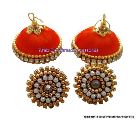 silk thread jewelry Bangle Earring Jumka-Yaalz Simple Jumka in Rani Pink Color-YAALZ