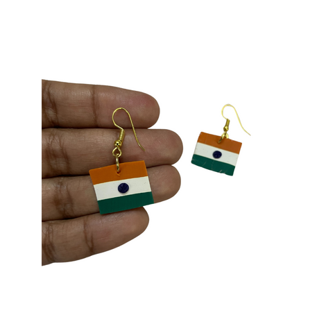 YAALZ Polymer Clay Earrings in Tri Color National Flag Colors For Independence Day / Republic Day