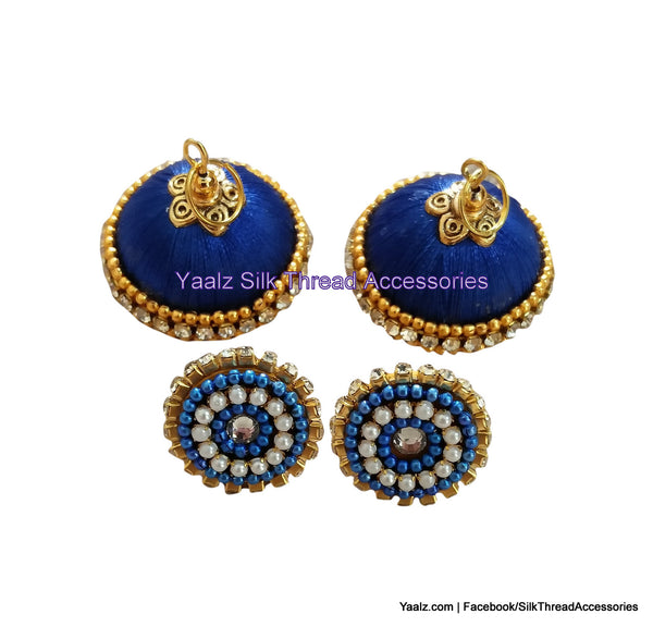 silk thread jewelry Bangle Earring Jumka-Yaalz Simple Jumka in Royal Blue Color-YAALZ