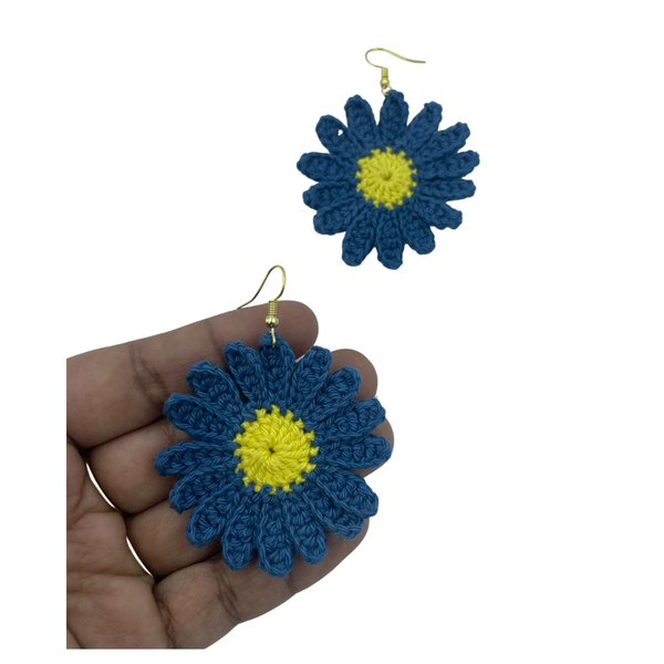 YAALZ Crochet Elegant Weightless Thread Earrings In Sunflower Pattern for Kids / Adults For Ethnic / Casual Wears