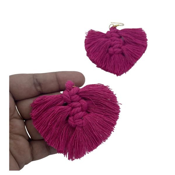 YAALZ Macrame Elegant Weightless Thread Earrings In Leaf Pattern for Kids / Adults For Ethnic / Casual Wears