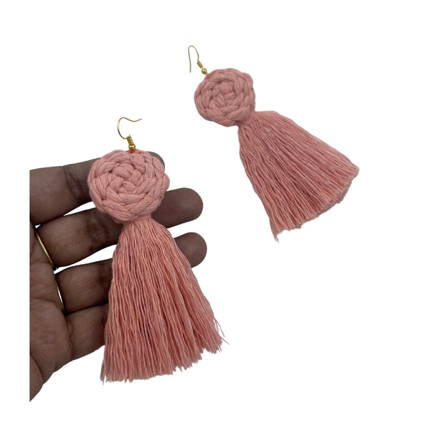 YAALZ Macrame Elegant Weightless Thread Earrings In Round Tassel Pattern for Kids / Adults For Ethnic / Casual Wears