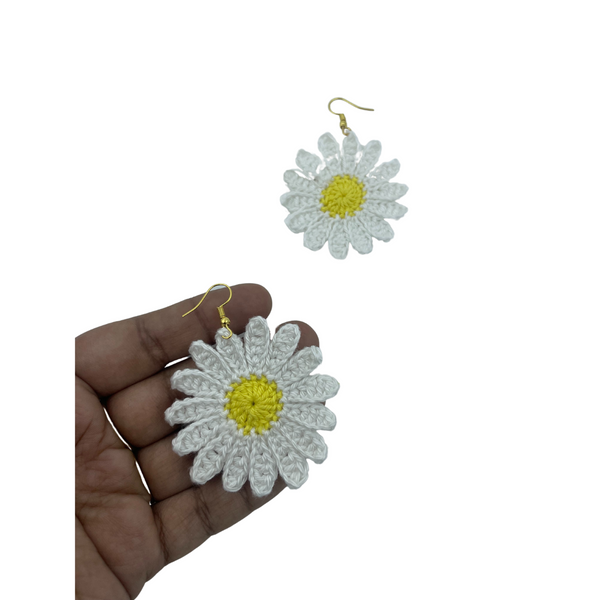 YAALZ Crochet Elegant Weightless Thread Earrings In Sunflower Pattern for Kids / Adults For Ethnic / Casual Wears