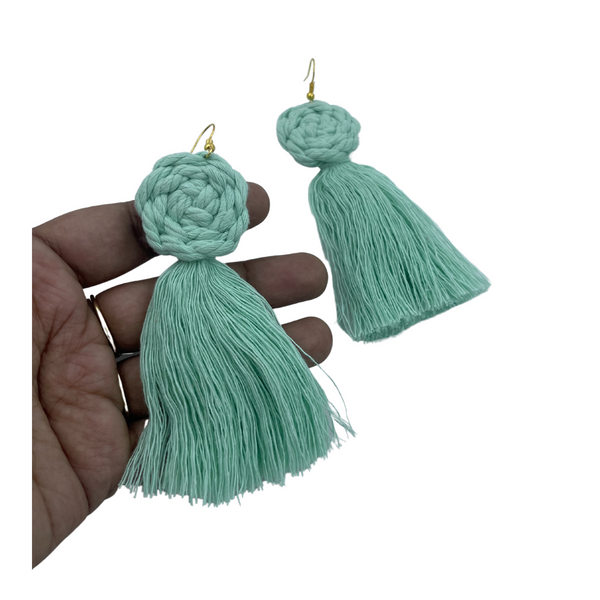 Mint green tassel earrings sales