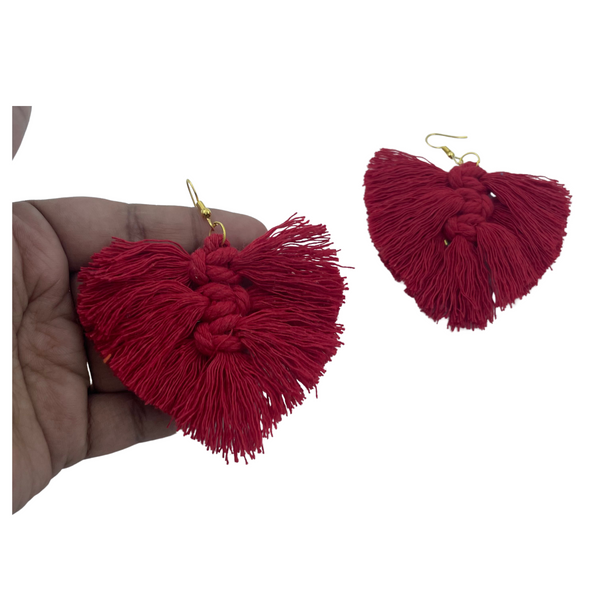 YAALZ Macrame Elegant Weightless Thread Earrings In Leaf Pattern for Kids / Adults For Ethnic / Casual Wears