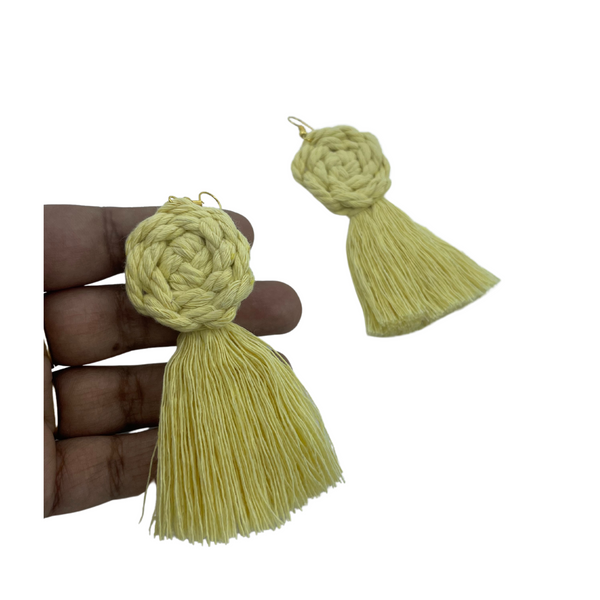 YAALZ Macrame Elegant Weightless Thread Earrings In Round Tassel Pattern for Kids / Adults For Ethnic / Casual Wears