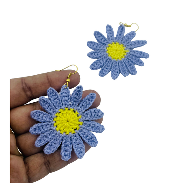 YAALZ Crochet Elegant Weightless Thread Earrings In Sunflower Pattern for Kids / Adults For Ethnic / Casual Wears