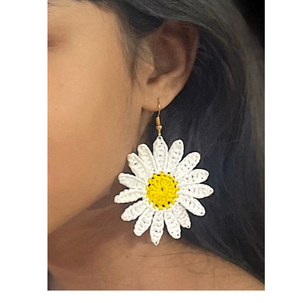 YAALZ Crochet Elegant Weightless Thread Earrings In Sunflower Pattern for Kids / Adults For Ethnic / Casual Wears