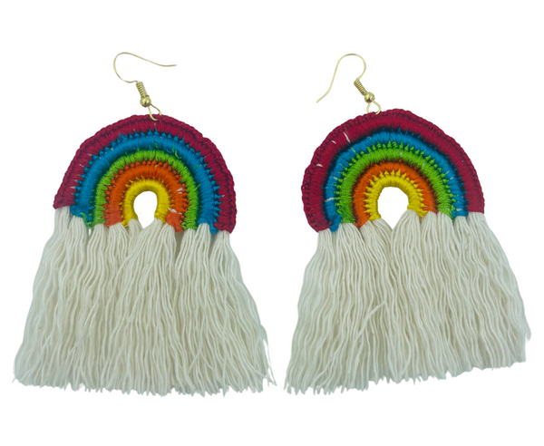 YAALZ Macrame Elegant Weightless Rainbow Tassel Trendy Earrings for Kids / Adults For Ethnic / Casual Wears