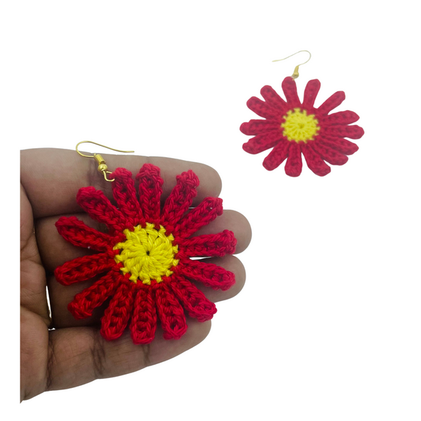 YAALZ Crochet Elegant Weightless Thread Earrings In Sunflower Pattern for Kids / Adults For Ethnic / Casual Wears