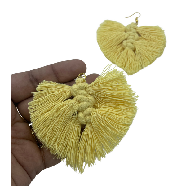 YAALZ Macrame Elegant Weightless Thread Earrings In Leaf Pattern for Kids / Adults For Ethnic / Casual Wears