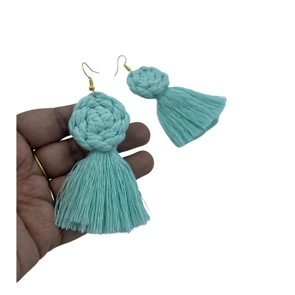 YAALZ Macrame Elegant Weightless Thread Earrings In Round Tassel Pattern for Kids / Adults For Ethnic / Casual Wears