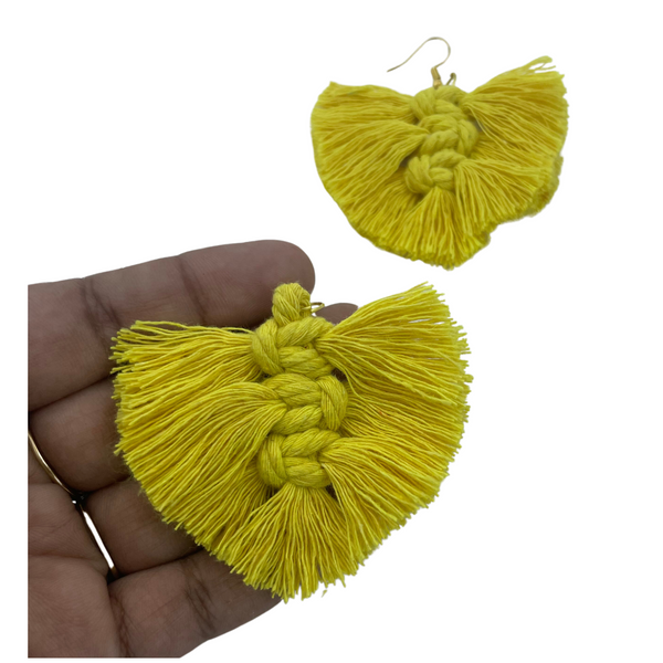 YAALZ Macrame Elegant Weightless Thread Earrings In Leaf Pattern for Kids / Adults For Ethnic / Casual Wears