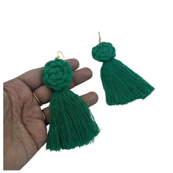 YAALZ Macrame Elegant Weightless Thread Earrings In Round Tassel Pattern for Kids / Adults For Ethnic / Casual Wears