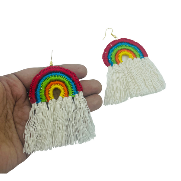YAALZ Macrame Elegant Weightless Rainbow Tassel Trendy Earrings for Kids / Adults For Ethnic / Casual Wears