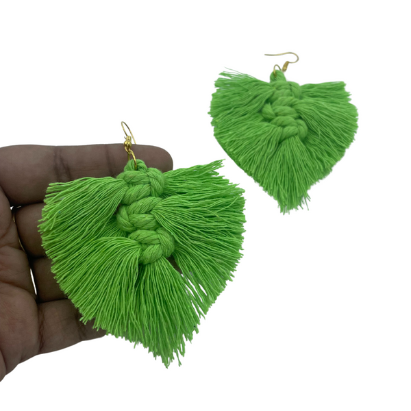 YAALZ Macrame Elegant Weightless Thread Earrings In Leaf Pattern for Kids / Adults For Ethnic / Casual Wears