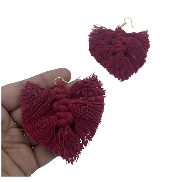 YAALZ Macrame Elegant Weightless Thread Earrings In Leaf Pattern for Kids / Adults For Ethnic / Casual Wears