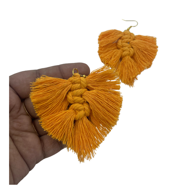 YAALZ Macrame Elegant Weightless Thread Earrings In Leaf Pattern for Kids / Adults For Ethnic / Casual Wears