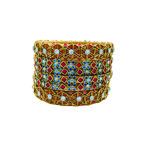 Yaalz 6Pcs Heavy Kundan Work Geometric With Floral Bangle Sets