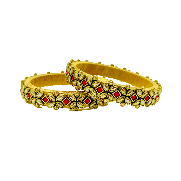 Yaalz Trendy Rich Eye Kundan Stone Work Pair Bangles In Multiple Colors