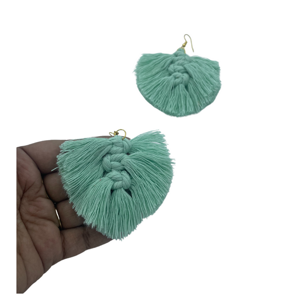 YAALZ Macrame Elegant Weightless Thread Earrings In Leaf Pattern for Kids / Adults For Ethnic / Casual Wears