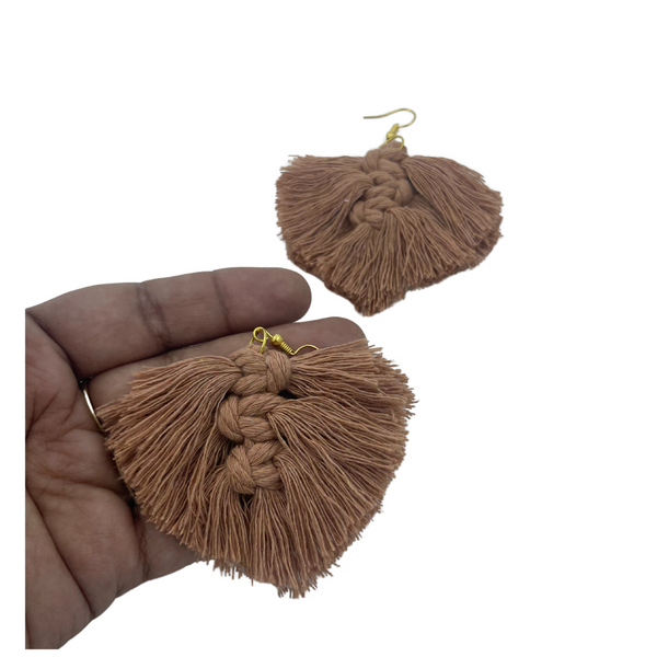 YAALZ Macrame Elegant Weightless Thread Earrings In Leaf Pattern for Kids / Adults For Ethnic / Casual Wears
