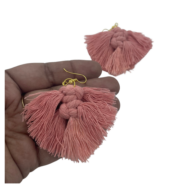 YAALZ Macrame Elegant Weightless Thread Earrings In Leaf Pattern for Kids / Adults For Ethnic / Casual Wears