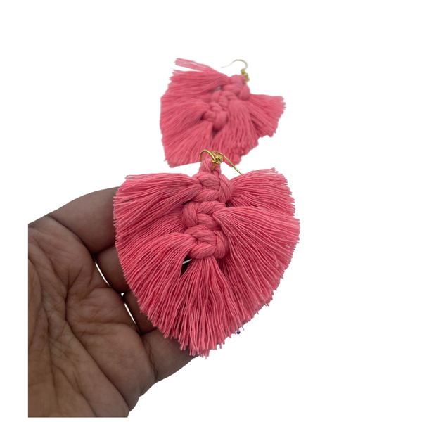 YAALZ Macrame Elegant Weightless Thread Earrings In Leaf Pattern for Kids / Adults For Ethnic / Casual Wears