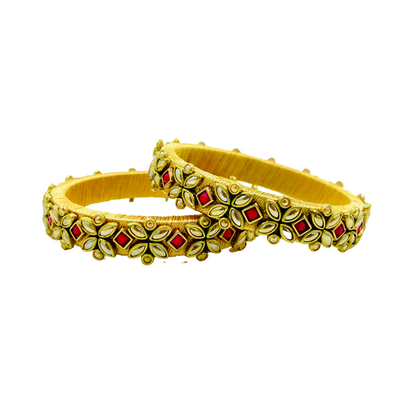 Yaalz Trendy Rich Eye Kundan Stone Work Pair Bangles In Multiple Colors