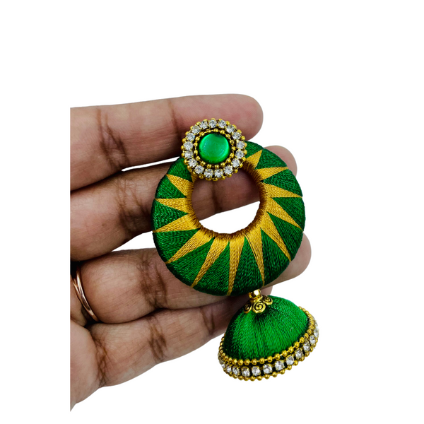 YAALZ Silkthread ZigZag ChandBali Jhumka Earrings in Multiple Colors For Festival Wears