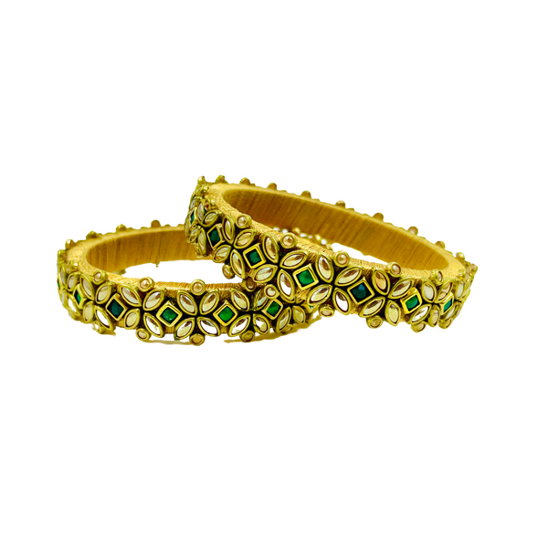 Yaalz Trendy Rich Eye Kundan Stone Work Pair Bangles In Multiple Colors