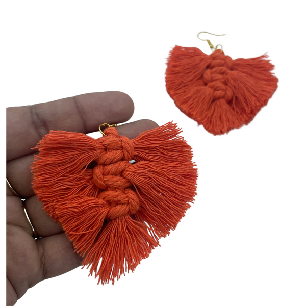 YAALZ Macrame Elegant Weightless Thread Earrings In Leaf Pattern for Kids / Adults For Ethnic / Casual Wears