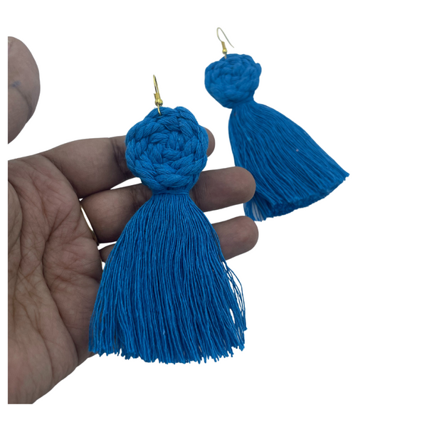 YAALZ Macrame Elegant Weightless Thread Earrings In Round Tassel Pattern for Kids / Adults For Ethnic / Casual Wears