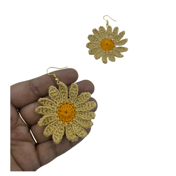 YAALZ Crochet Elegant Weightless Thread Earrings In Sunflower Pattern for Kids / Adults For Ethnic / Casual Wears