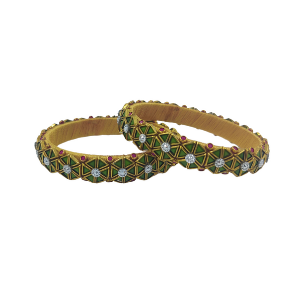Yaalz Stylish Rich Triangle Kundan Stone Work Pair Bangles In Multiple Colors